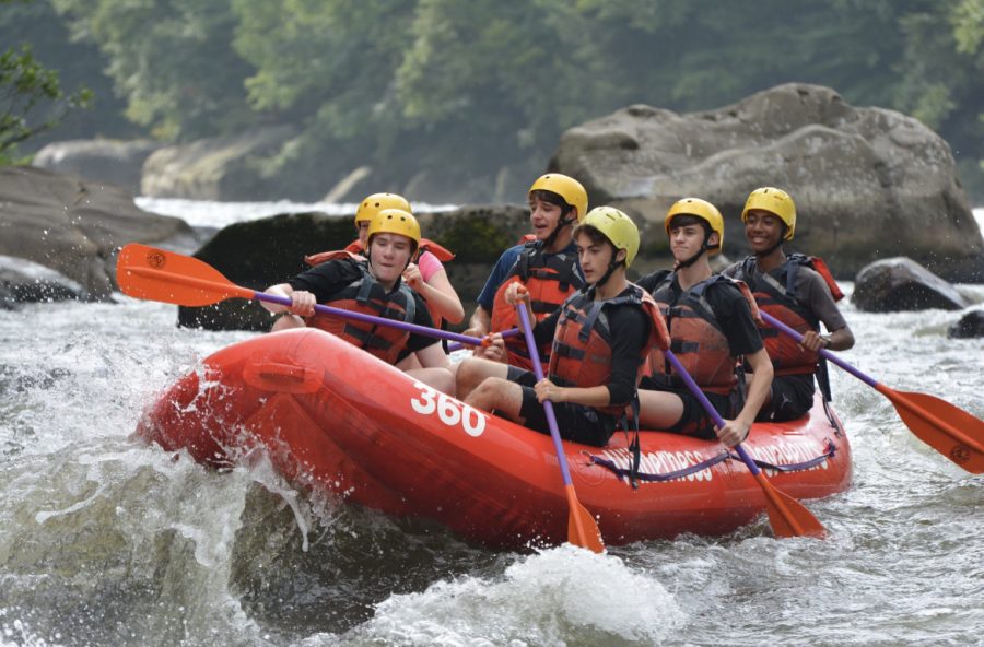 Former Exped students on a white water rafting trip.