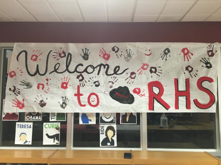 RTA students designed a banner for the welcome party. 